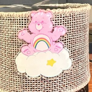 Care Bears Pink Rainbow Happy Bear on Cloud Pin trading lapel lanyard bag new